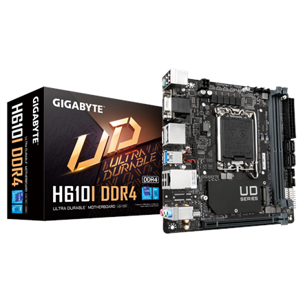 Gigabyte | H610I DDR4 1.0 M/B | Processor family Intel | Processor socket LGA1700 | DDR4 DIMM | Memory slots 2 | Supported hard disk drive interfaces SATA, M.2 | Number of SATA connectors 4 | Chipset Intel H610 Express | Mini-ITX - Image 2