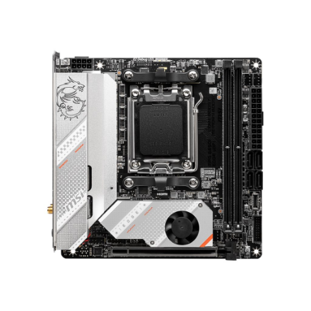 MSI | MPG B650I EDGE WIFI | Processor family AMD | Processor socket AM5 | DDR5 DIMM | Memory slots 2 | Supported hard disk drive interfaces SATA, M.2 | Number of SATA connectors 4 | Chipset AMD B650 | Mini-ITX - Image 2