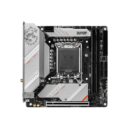 MSI | MPG B760I EDGE WIFI | Processor family Intel | Processor socket LGA1700 | DDR5 DIMM | Memory slots 2 | Supported hard disk drive interfaces SATA, M.2 | Number of SATA connectors 4 | Chipset Intel B760 | Mini-ITX - Image 3
