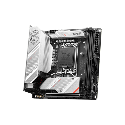 MSI | MPG B760I EDGE WIFI | Processor family Intel | Processor socket LGA1700 | DDR5 DIMM | Memory slots 2 | Supported hard disk drive interfaces SATA, M.2 | Number of SATA connectors 4 | Chipset Intel B760 | Mini-ITX - Image 4