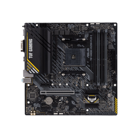 Asus | TUF GAMING A520M-PLUS II | Processor family AMD | Processor socket AM4 | DDR4 DIMM | Memory slots 4 | Supported hard disk drive interfaces SATA, M.2 | Number of SATA connectors 4 | Chipset AMD A520 | Micro ATX - Image 3