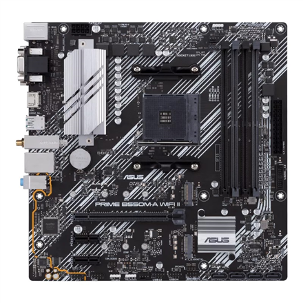 Asus | PRIME B550M-A WIFI II | Processor family AMD | Processor socket AM4 | DDR4 DIMM | Memory slots 4 | Supported hard disk drive interfaces SATA, M.2 | Number of SATA connectors 4 | Chipset AMD B550 | microATX - Image 2