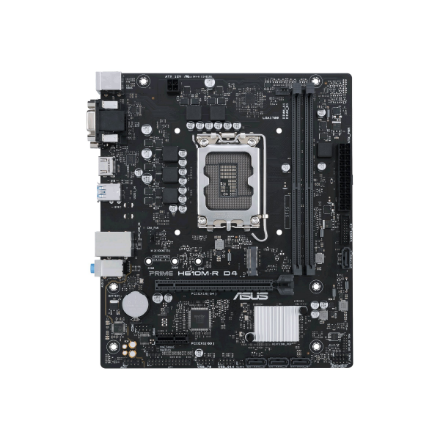 Asus | PRIME H610M-R D4-SI | Processor family Intel | Processor socket LGA1700 | DDR4 DIMM | Memory slots 2 | Supported hard disk drive interfaces SATA, M.2 | Number of SATA connectors 4 | Chipset Intel H610 | Mic-ATX - Image 3