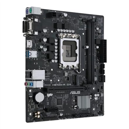 Asus | PRIME H610M-R D4-SI | Processor family Intel | Processor socket LGA1700 | DDR4 DIMM | Memory slots 2 | Supported hard disk drive interfaces SATA, M.2 | Number of SATA connectors 4 | Chipset Intel H610 | Mic-ATX - Image 4