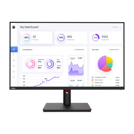 Lenovo | ThinkVision | T32p-30 | 31.5 " | IPS | 16:9 | 60 Hz | 4 ms | 3840 x 2160 pixels | 350 cd/m² | HDMI ports quantity 1 | Black | Warranty 36 month(s) - Image 3