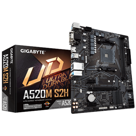 Gigabyte | A520M S2H 1.0 | Processor family AMD | Processor socket AM4 | DDR4 DIMM | Memory slots 2 | Chipset AMD A | Micro ATX - Image 2