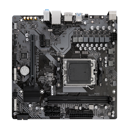 Gigabyte | A620M H 1.0 M/B | Processor family AMD | Processor socket AM5 | DDR5 DIMM | Memory slots 2 | Supported hard disk drive interfaces SATA, M.2 | Number of SATA connectors 4 | Chipset AMD A620 | Micro ATX - Image 6