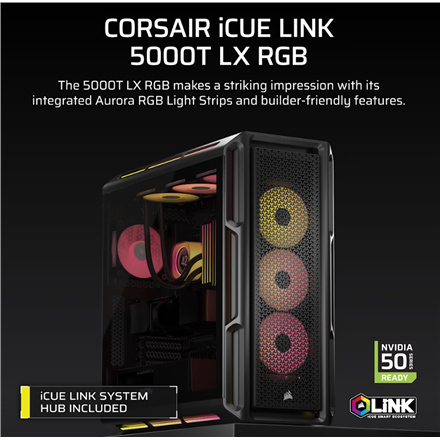 Corsair PC Case | iCUE LINK 5000T LX RGB | Black | Mid-Tower | Power supply included No - Image 3