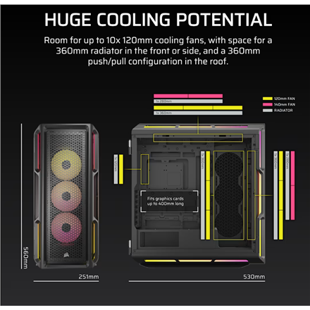 Corsair PC Case | iCUE LINK 5000T LX RGB | Black | Mid-Tower | Power supply included No - Image 5