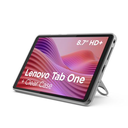 Lenovo Tab One 4G LTE (without power adapter) | ZAF10175SE | 8.7 " | Luna Grey | IPS | 1340 x 800 pixels | MediaTek | Helio G85 | Soldered LPDDR4x GB | 4 | 64 GB | 4G | Wi-Fi | Front camera | 2 MP | Rear camera | 8 MP | Bluetooth | 5.3 | Android | 14 (OS upgrades until Android 16 and 4 years security patches) | Warranty 24 month(s) | Clear Case, USB-A to USB-C cable, Manual - Image 3