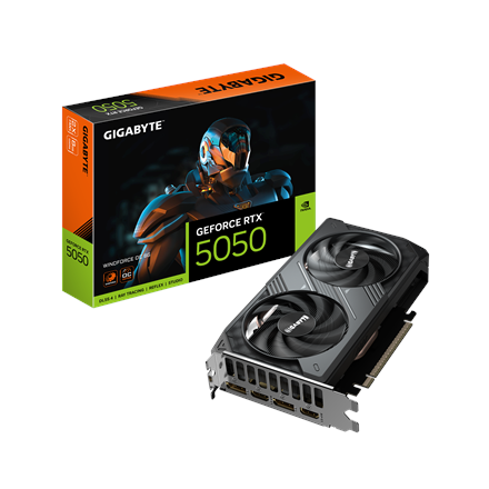 Gigabyte GeForce RTX 5050 WINDFORCE OC 8G | NVIDIA | 8 GB | GeForce RTX 5050 | GDDR6 | HDMI ports quantity 2 | PCI-E 5.0 - Image 2