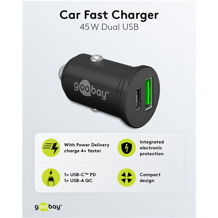 Goobay Dual-USB Car Fast Charger USB-C PD (Power Delivery), 45 W | 61739 - Image 7