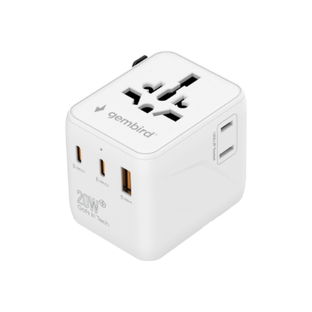 Gembird Universal travel power adapter | TPA-1A2C20-01-W | 20 W | Travel Adapter - Image 2