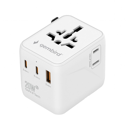 Gembird Universal travel power adapter | TPA-1A2C20-01-W | 20 W | Travel Adapter - Image 6