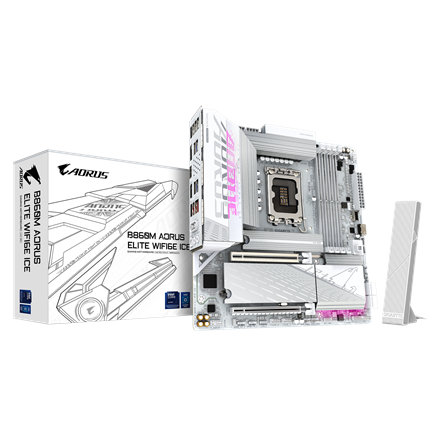 Gigabyte B860M AORUS ELITE WIFI6E ICE | Processor family Intel | Processor socket LGA1851 | DDR5 | Supported hard disk drive interfaces SATA, M.2 | Number of SATA connectors 4 - Image 2