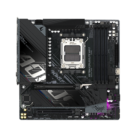 Gigabyte X870M AORUS ELITE WIFI7 | Processor family AMD | Processor socket AM5 | DDR5 | Supported hard disk drive interfaces SATA, M.2 | Number of SATA connectors 2 - Image 3