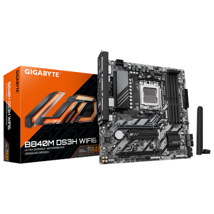 Gigabyte B840M DS3H WIFI6 (rev. 1.1) | Processor family AMD | Processor socket AM5 | DDR5 | Supported hard disk drive interfaces SATA, M.2 | Number of SATA connectors 4 - Image 2