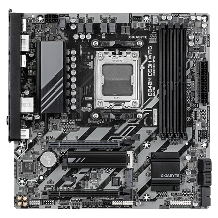 Gigabyte B840M DS3H WIFI6 (rev. 1.1) | Processor family AMD | Processor socket AM5 | DDR5 | Supported hard disk drive interfaces SATA, M.2 | Number of SATA connectors 4 - Image 3