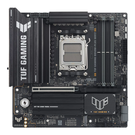 Asus TUF GAMING B850M-PLUS WIFI7 | Processor family AMD | Processor socket AM5 | DDR5 | Supported hard disk drive interfaces SATA, M.2 | Number of SATA connectors 4 - Image 2