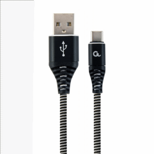 Cablexpert | Premium cotton braided Type-C USB charging and data cable, 1 m | CC-USB2B-AMCM-1M-BW