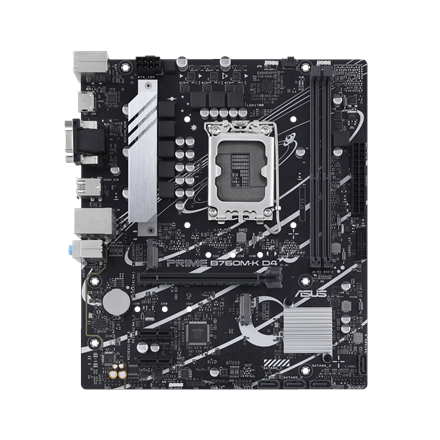 Asus | PRIME B760M-K D4 | Processor family Intel | Processor socket LGA1700 | DDR4 DIMM | Memory slots 2 | Supported hard disk drive interfaces SATA, M.2 | Number of SATA connectors 4 | Chipset Intel B760 | mATX - Image 2