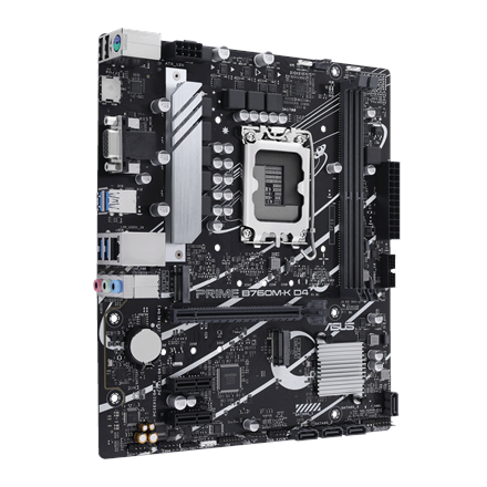 Asus | PRIME B760M-K D4 | Processor family Intel | Processor socket LGA1700 | DDR4 DIMM | Memory slots 2 | Supported hard disk drive interfaces SATA, M.2 | Number of SATA connectors 4 | Chipset Intel B760 | mATX - Image 4