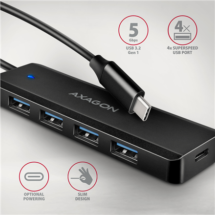 AXAGON Travel four-port USB-C 5Gbps hub | HUE-C1C - Image 3