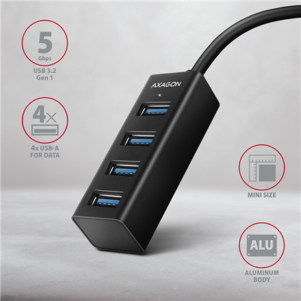 AXAGON Miniature metal four-port USB 3.2 Gen 1 hub | HUE-M1AL - Image 3