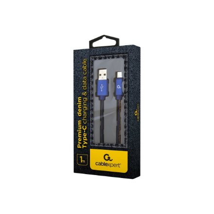 Cablexpert | Premium Jeans (Denim) Type-C USB Cable with Metal Connectors | CC-USB2J-AMCM-1M-BL - Image 3