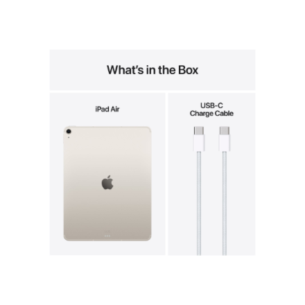 Apple | iPad Air Wi-Fi + Cellular | 13 " | Starlight | IPS | 2732 x 2048 pixels | Apple M3 | 8 GB | 256 GB | 3G | 4G | 5G | Wi-Fi | Front camera | 12 MP | Rear camera | 12 MP | Bluetooth | 5.3 | iPadOS | USB-C charging cable - Image 4
