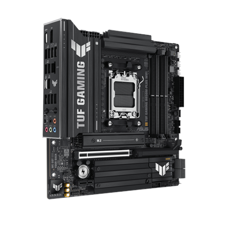 Asus TUF GAMING B850M-PLUS WIFI | Processor family AMD | Processor socket AM5 | DDR5 | Supported hard disk drive interfaces M.2, SATA | Number of SATA connectors 4 - Image 4