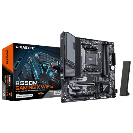 Gigabyte B550M GAMING X WIFI6 | Processor family AMD | Processor socket AM4 | DDR4 DIMM | Supported hard disk drive interfaces SATA, M.2 | Number of SATA connectors 4 - Image 2