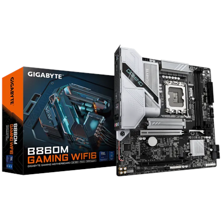 Gigabyte B860M GAMING WIFI6 | Processor family Intel | Processor socket LGA1851 | DDR5 | Supported hard disk drive interfaces M.2, SATA | Number of SATA connectors 4 - Image 2