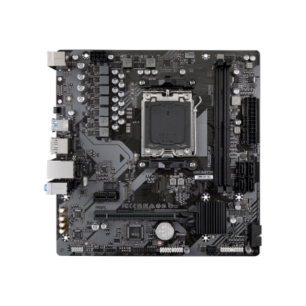 Gigabyte | A620M H 1.0 M/B | Processor family AMD | Processor socket AM5 | DDR5 DIMM | Memory slots 2 | Supported hard disk drive interfaces SATA, M.2 | Number of SATA connectors 4 | Chipset AMD A620 | Micro ATX - Image 3
