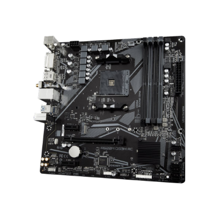 Gigabyte A520M DS3H AC (rev. 1.x) | Processor family AMD | Processor socket AM4 | DDR4 | Supported hard disk drive interfaces SATA, M.2 | Number of SATA connectors 4 - Image 3