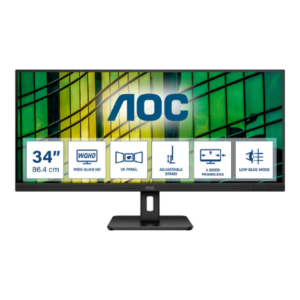 AOC | Monitor | U34E2M | 34 " | VA | WQHD | 21:9 | 100 Hz | 4 ms | 3440 x 1440 | 300 cd/m² | HDMI ports quantity 2 | Black