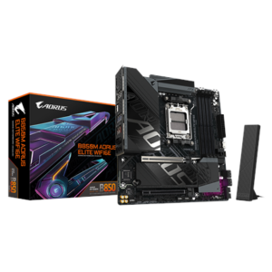 Gigabyte B850M A ELT WF6E | Processor family AMD | Processor socket AM5 | DDR5 | Supported hard disk drive interfaces SATA, M.2 | Number of SATA connectors 4