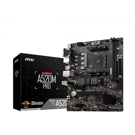 MSI | A520M PRO | Processor family AMD | Processor socket AM4 | DDR4 | Memory slots 2 | Chipset AMD A | Micro ATX - Image 2