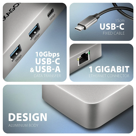 AXAGON USB-C 10Gbps DUAL 4K DISPLAY 7in1 hub | HMC-CUB83X2 - Image 4