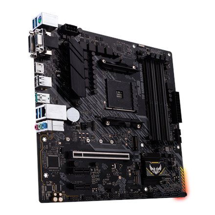 Asus | TUF GAMING A520M-PLUS | Processor family AMD | Processor socket AM4 | DDR4 | Memory slots 4 | Supported hard disk drive interfaces SATA, M.2 | Number of SATA connectors 4 | Chipset AMD A520 | Micro ATX - Image 2