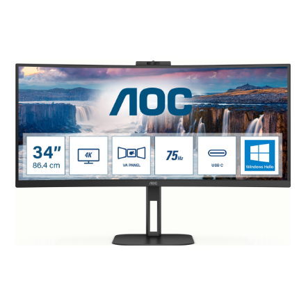 AOC | CU34V5CW/BK | 34 " | VA | 21:9 | 100 Hz | 4 ms | 3440 x 1440 pixels | HDMI ports quantity 1 - Image 3