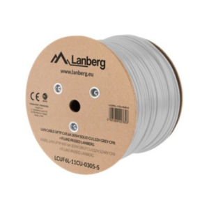 Lanberg | LAN Cable CAT.6A UFTP 305M Solid CU LSZH Grey CPR + Fluke Passed | LCUF6L-11CU-0305-S