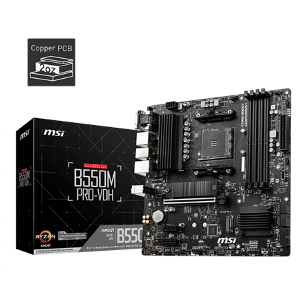 MSI | B550M PRO-VDH | Processor family AMD | Processor socket AM4 | DDR4 | Memory slots 4 | Number of SATA connectors 4 | Chipset AMD B | Micro ATX - Image 2