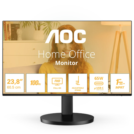 AOC 24B3CF2 | 23.8 " | IPS | FHD | 16:9 | 120 Hz | 4 ms | 1920 x 1080 pixels | 300 cd/m² | HDMI ports quantity 1 | Black - Image 3