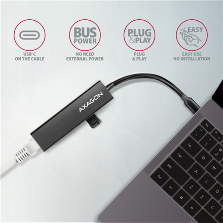 AXAGON SuperSpeed USB-C hub with gigabit LAN | HMC-GL3A - Image 4