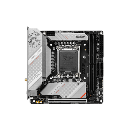SALE OUT. MSI MPG B760I EDGE WIFI | Processor family Intel | Processor socket LGA1700 | DDR5 DIMM | Memory slots 2 | Supported hard disk drive interfaces SATA, M.2 | Number of SATA connectors 4 | Chipset Intel B760 | Mini-ITX | REFURBISHED, WITHOUT ORIGINAL PACKAGING AND MANUAL - Image 2