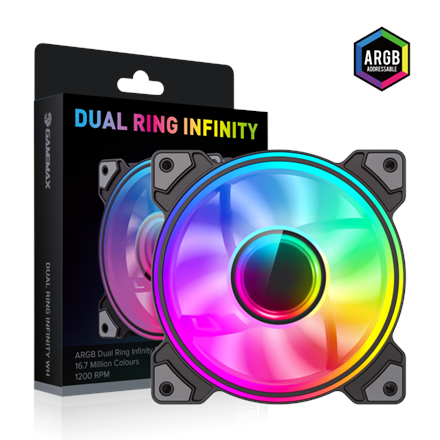 Gamemax Case Fan | DUAL RING INFINITY BK | Black - Image 2