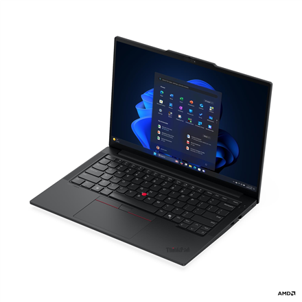 Lenovo ThinkPad E14 G7 AMD | Black | 14 " | IPS | WUXGA | 1920 x 1200 pixels | Anti-glare | AMD Ryzen 7 | 250 | 16 GB | SODIMM DDR5 | Solid-state drive capacity 512 GB | AMD Radeon 780M Graphics | Windows 11 Pro | 802.11ax | Bluetooth version 5.3 | Keyboard language Nordic | Keyboard backlit | Warranty 36 month(s) | Battery warranty 12 month(s) - Image 3