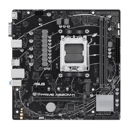 Asus | PRIME A620M-K | Processor family AMD | Processor socket AM5 | DDR5 DIMM | Memory slots 2 | Supported hard disk drive interfaces SATA, M.2 | Number of SATA connectors 4 | Chipset AMD A620 | micro-ATX - Image 4