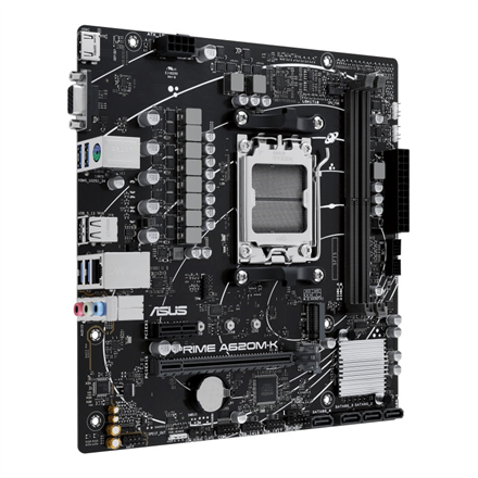Asus | PRIME A620M-K | Processor family AMD | Processor socket AM5 | DDR5 DIMM | Memory slots 2 | Supported hard disk drive interfaces SATA, M.2 | Number of SATA connectors 4 | Chipset AMD A620 | micro-ATX - Image 5